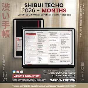 Digital Planner 2026 Landscape ADHD Minimalist Japanese All in One Template GoodNotes Notability Android Samsung Monthly Planner PDF