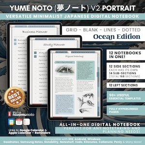 Digital Notebook Portrait All in One 12 Tab 168 Sub Multipurpose Minimalist Journal ADHD Hyperlinked PDF Goodnotes Notability