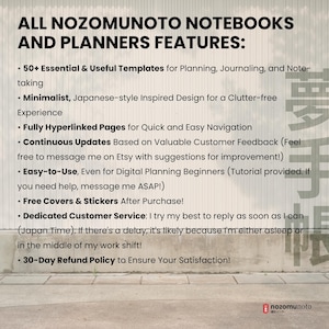 Undated Digital Planner Yume Techo NozomuNoto Notebook Daily Weekly Monthly Calendar Japanese Multipurpose Minimalist ADHD Bullet Journal Hyperlinked PDF Goodnotes Notability Landscape Android iPad Student Study Noteshelf Samsung Notes Hobonichi  Noteful Penly Kilonotes Collanote Zoomnotes