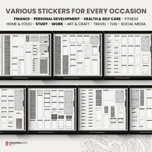 Ultimate Digital Stickers Stickerbook Widget NozomuNoto Japanese Multipurpose Minimalist Calendar ADHD Bullet Journal png Goodnotes Notability Android Tablet iPad finance work study travel health Noteshelf Samsung Xodo