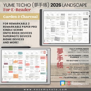 Digital Planner 2026 Landscape Remarkable Supernote Boox Bigme Kobo Pocketbook Kindle Scribe ADHD Minimalist Japanese Daily Journal PDF