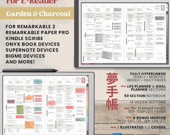 Digital Planner 2026 Landscape Remarkable Supernote Boox Bigme Kobo Pocketbook Kindle Scribe ADHD Minimalist Japanese Daily Journal PDF