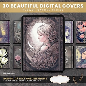 Digital Covers Flower Garden Text Frame Widget Goodnotes Notability Penly Noteshelf Zinnia Journal Planner Notebook Companion