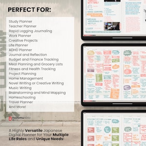 Undated Digital Planner Yume Techo NozomuNoto Notebook Daily Weekly Monthly Calendar Japanese Multipurpose Minimalist ADHD Bullet Journal Hyperlinked PDF Goodnotes Notability Landscape Android iPad Student Study Noteshelf Samsung Notes Hobonichi  Noteful Penly Kilonotes Collanote Zoomnotes