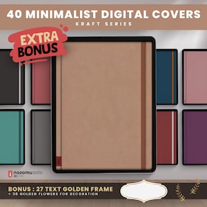NozomuNoto Yume Noto V3 Portrait Kraft Color Edition notebook for GoodNotes, Notability, Penly, iPad and Android, showing extra bonus cover pack with Kraft cover bonus set and tablet mockup preview.