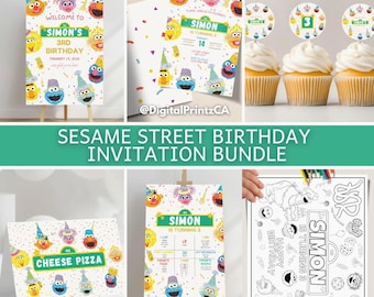 Editable Birthday Invitation Template Bundle, Street Monsters Birthday Party Invitation, Printable Digital Download
