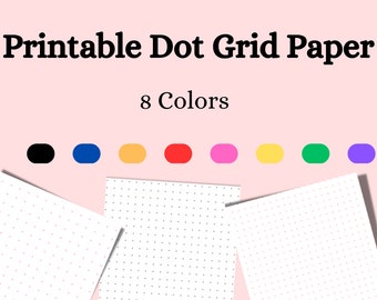 Dot Grid Paper, 8 Colors, A4/8.5x11, Printable Note Paper (digital