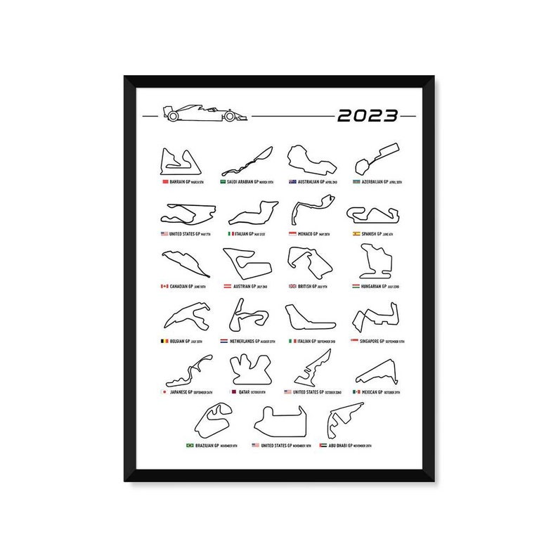 F1 2023 Calendar Poster Formula 1 Poster Grand Prix Tracks Gift For Him f1-2023-calendar-poster-formula-1-poster-grand-prix-tracks-gift-for-him