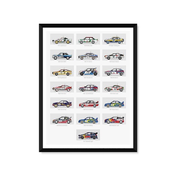 History of Rally Poster > Motorsport Car Art Print > Cadeau pour lui, père, anniversaire, bureau