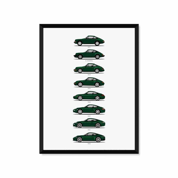911 Car Generations Poster > Minimalist Car Poster > Art Print > Gift For Him, Father, Birthday, Office