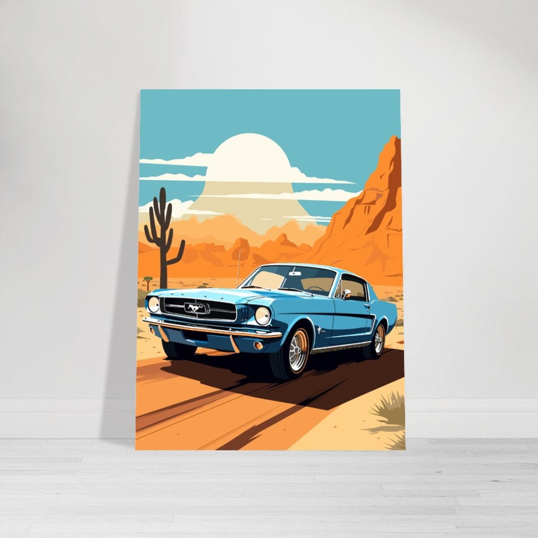 Vintage Mustang Poster American Car Print Car Poster Etsy