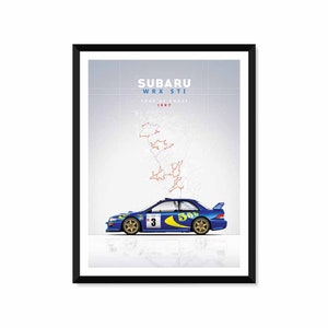 WRX STI Race Car Poster > Rally Car > Motorsport Car > Gift For Him, Father, Birthday, Office