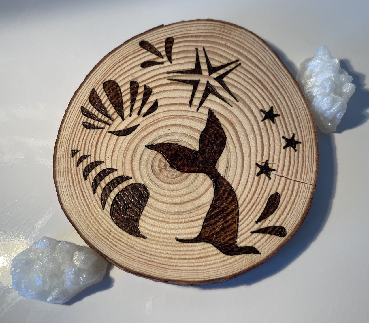 Mermaid Wooden Pyrography Coasters. - Etsy