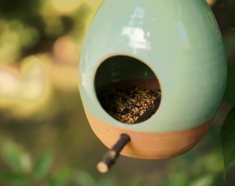 OFFER - Bird Feeder | Clay Bird House | Pottery Bird House | Drop bird house | Wild bird feeders | Clay bird feeder | For Winter