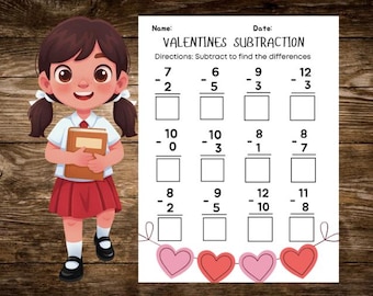 Valentine's Day Subtraction within 20