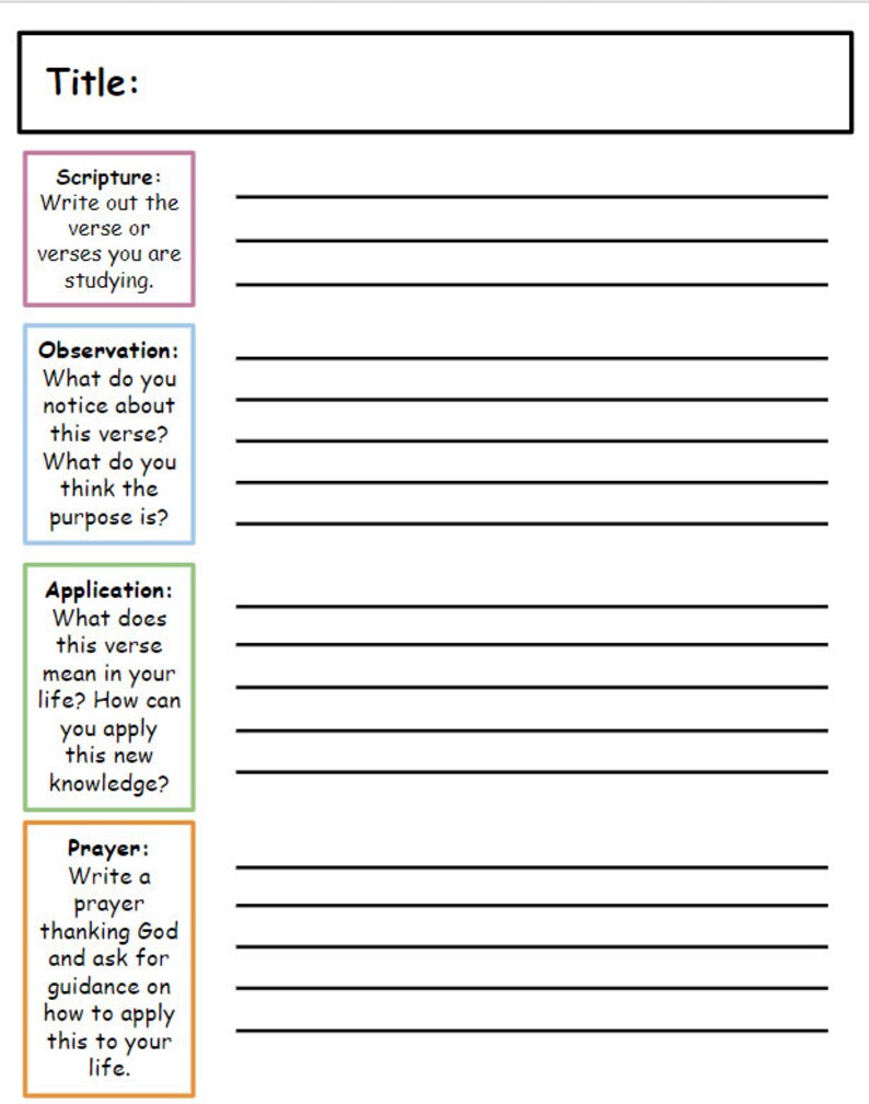 S.O.A.P. Bible Study Method & Templates Etsy
