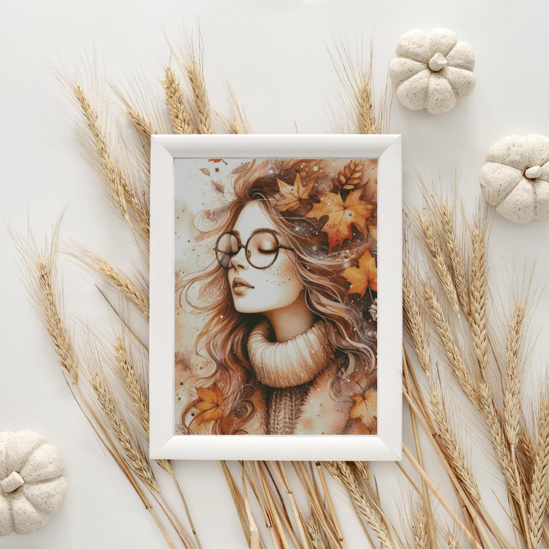 Autumn Girl - Full Coverage Cross Stitch Pattern PDF - Etsy