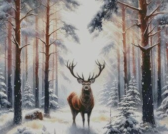Invierno en el bosque - Patrón de punto de cruz de cobertura completa en formato PDF