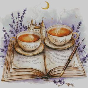 Magical Teacups - Full Coverage Cross Stitch Pattern PDF