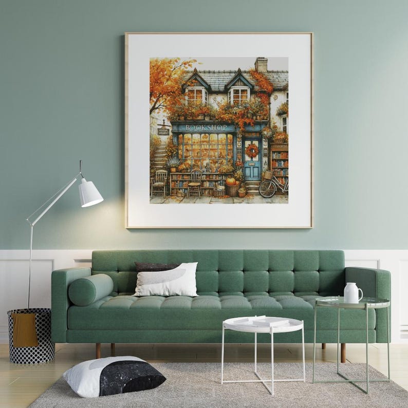 Autumn Bookshop - Full Coverage Cross Stitch Pattern PDF - Etsy
