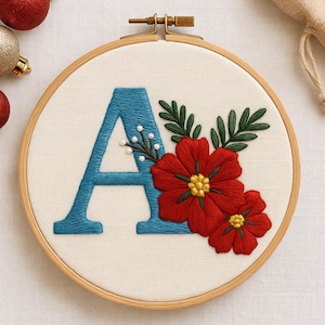 Floral Alphabet Embroidery Pattern PDF A-Z Letters Monogram Template Wedding Name Embroidery Nursery Initial Pattern Instant Download