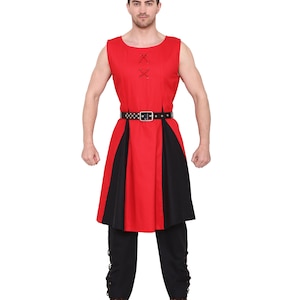 Aljanna US-16 Medieval Men&#39;s Roman Sleeveless Cotton Tunic in Multi-Color