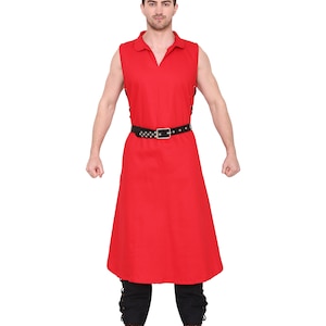 Aljanna US-05 Medieval Men&#39;s Roman Sleeveless Cotton Tunic  in Multi-Color