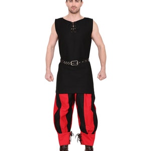 Aljanna US-27 Medieval Men&#39;s Roman Sleeveless Cotton Tunic  in Multi-Color