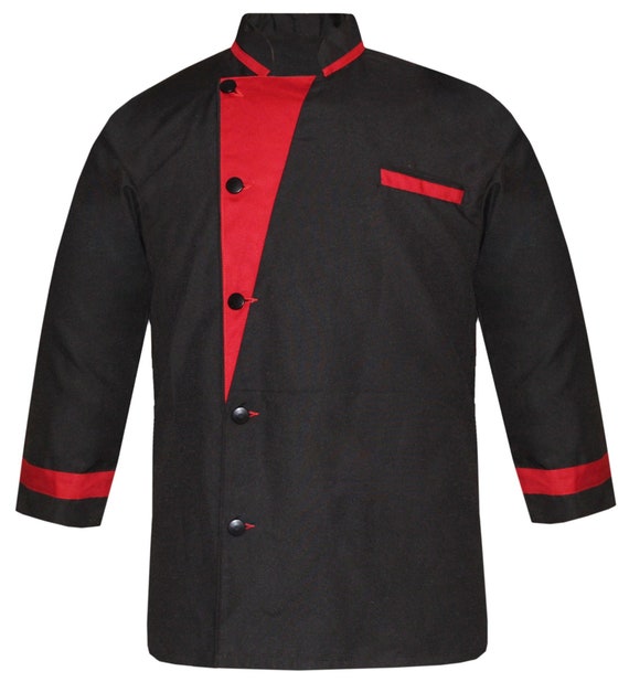 red and black chef coat
