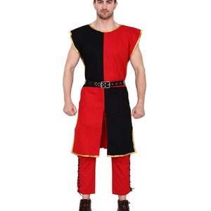 Aljanna US-08 Medieval Men&#39;s Viking Sleeveless Cotton Tunic Multi-Color