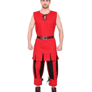 Aljanna US-07 Medieval Men&#39;s Roman Sleeveless Cotton Tunic Multi-Color