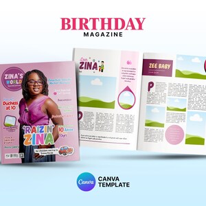 Personalized Kid Celebration Magazine, Kid Birthday Template, Canva, Printed, Magazine-Style, Kid Birthday Program, Canva Birthday Magazine