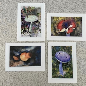 Group 17_blank greeting cards, mushroom, blue mushroom, eaten mushroom, gold mushroom