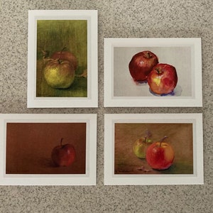 Grußkarten 10_blank, Äpfel, roter Apfel, grüner Apfel, Grußkarten, Blankokarten, Karten, Kunstkarten, Gemälde, Obst, Umschläge