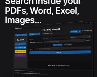 FileFlow AI Document Search | PDF Word Excel OCR | Windows | Instant Download