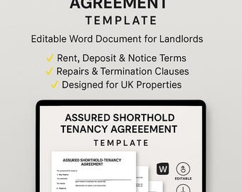 Assured Shorthold Tenancy Agreement (AST) Template UK – Editable Word Document for Landlords