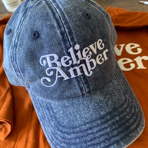 Believe Amber Heard Vintage Hat | Distressed Denim Embroidery Cap | Boho Head Wear | Believe Women | Retro Cotton Feminist Baseball Dad Hat