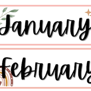 Calendário de meses para impressão neutro Boho | Gestão de sala de aula | Download digital | Download instantâneo |