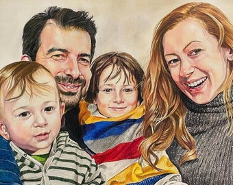 Portrait zeichnen lassen  | Familienportrait zeichnen lassen | Porträt nach Foto | Porträt nach Vorlage | Handgezeichnetes Portrait