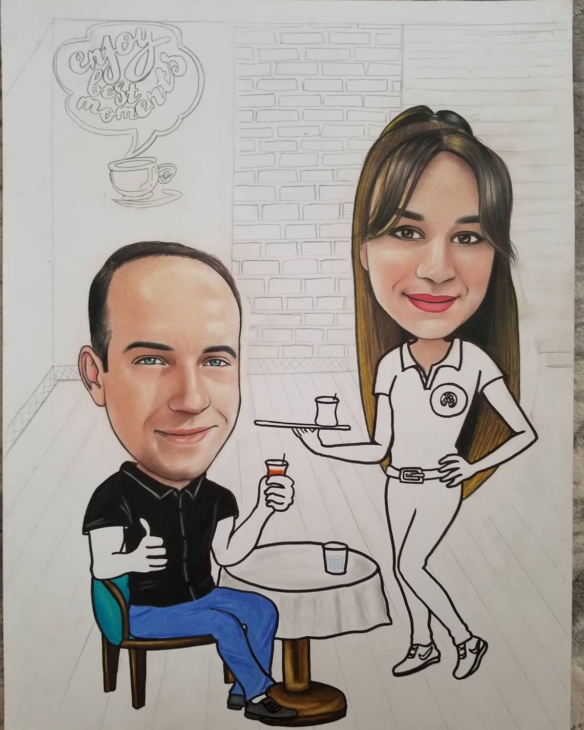 Caricature Draw Caricature by Photo Drawing Gift Idea Etsy