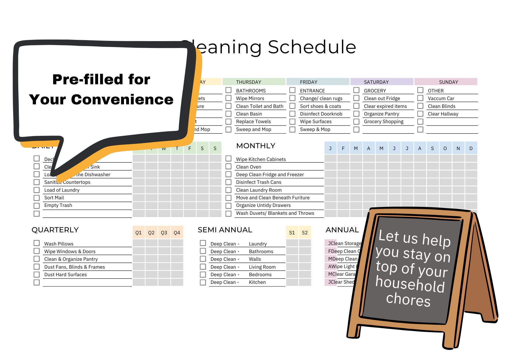 Editable Cleaning Schedule Printable Weekly Monthly - Etsy