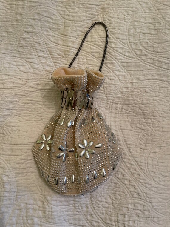 Vintage Rare Found Beggar’s Purse, Cream, Beaded,… - image 3