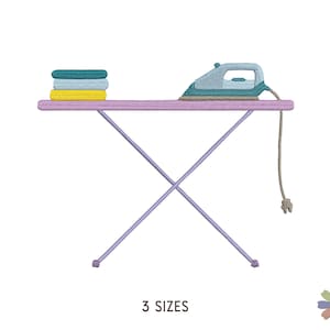 Iron and Clothes on Ironing Board Embroidery Design. Machine Embroidery Pattern. Laundry Home Elements. Instant Download Digital File