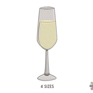 Champagne Glass Embroidery Design. Machine Embroidery Wine Pattern. Multi Format Files. Instant Download Digital File