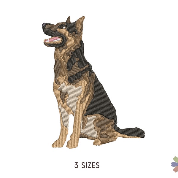 German Shepherd Dog Sitting Embroidery Design. Machine Embroidery Pattern. Pet Scene. Multi Format. Instant Download Digital File