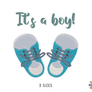 It&#39;s a Boy Baby Shower Shoes Embroidery Design. Machine Embroidery Baby Pattern. Multi Format Files. Instant Download Digital File