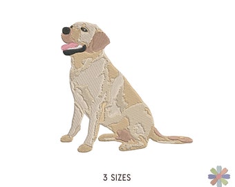 Labrador Retriever Dog Sitting Embroidery Design. Dog Machine Embroidery Pattern. Pet Scene. Multi Format. Instant Download Digital File
