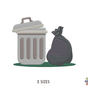 Trash Open Can and Garbage Package Embroidery Design. Machine Embroidery Proffessions Home Pattern. Instant Download Digital File