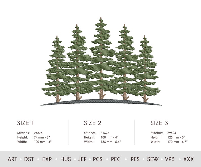 Evergreen Pine Trees Embroidery Design Onni. Machine Embroidery Pattern ...