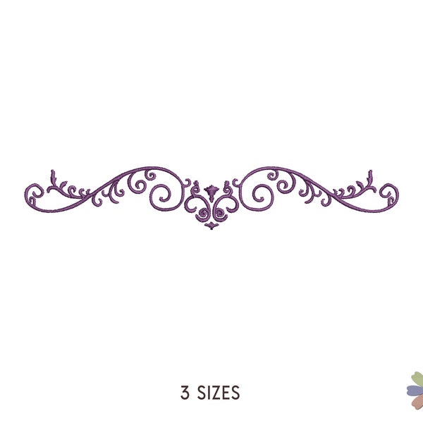 Flower Border Element Monogram Font Frame Embroidery Design Forti Purple. Machine Embroidery Borders Pattern. Instant Download Digital File